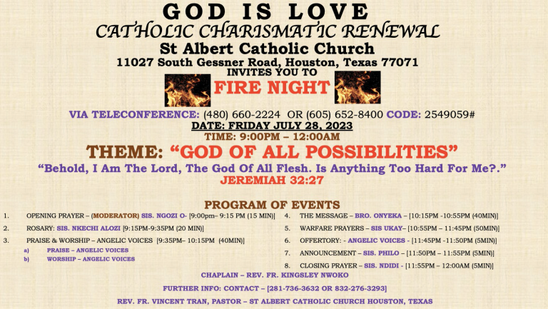 GILCCRHT Fire Night: “God’s of All Possibilities.”