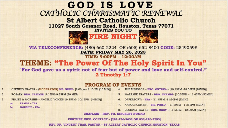 GILCCRHT Fire Night: “The Power of The Holy Spirit in you.”
